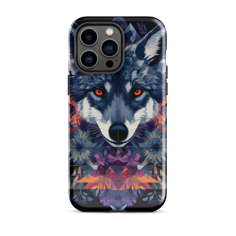 Mystical Wolf Amidst Floral Geometry