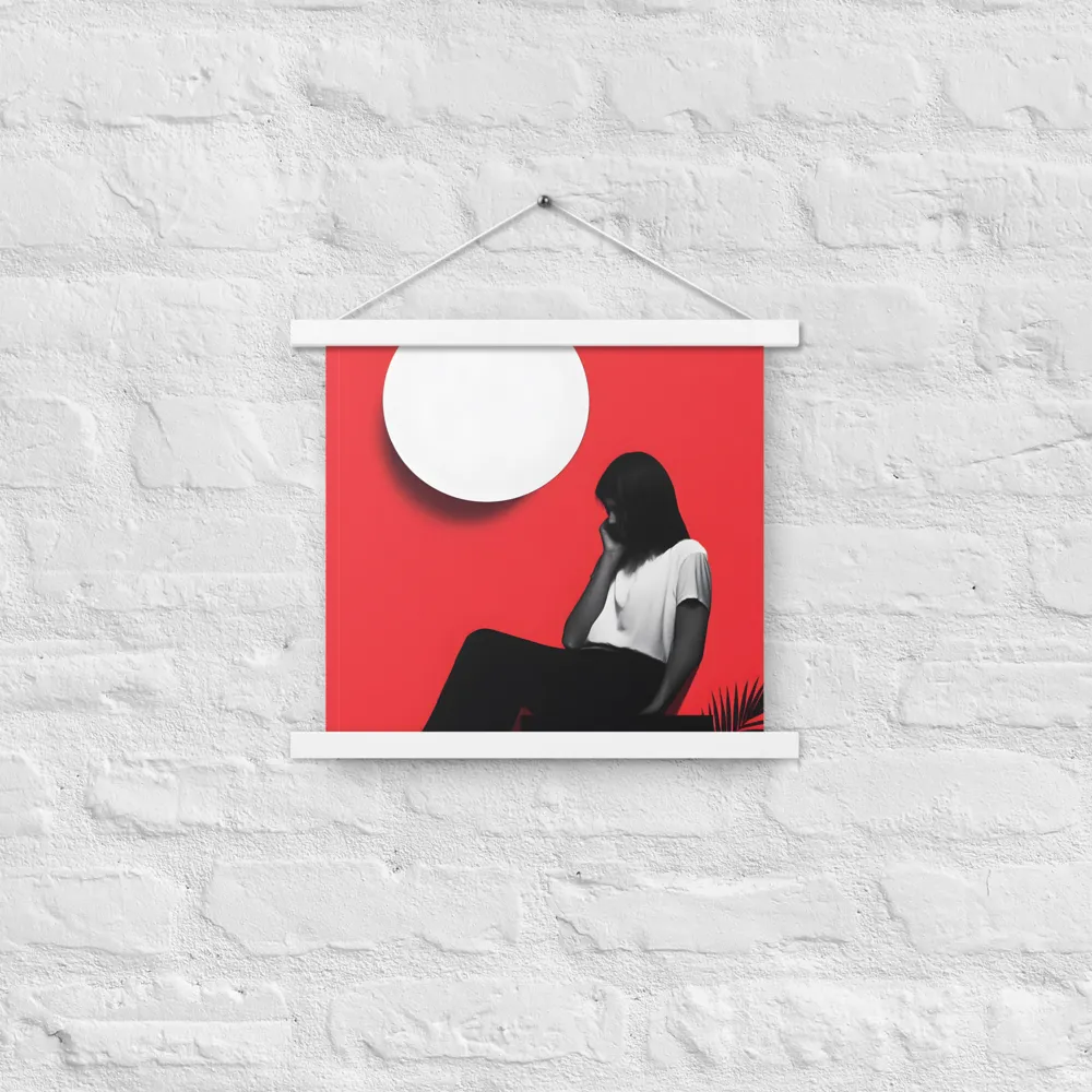 Contemplation in Red | Poster With White Wood Hanger | 14″×14″