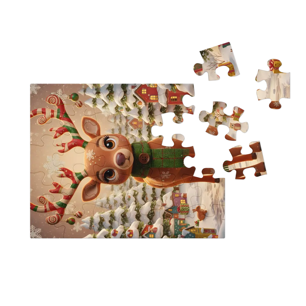 Festive Reindeer 
 Jigsaw Puzzle in Tin Box