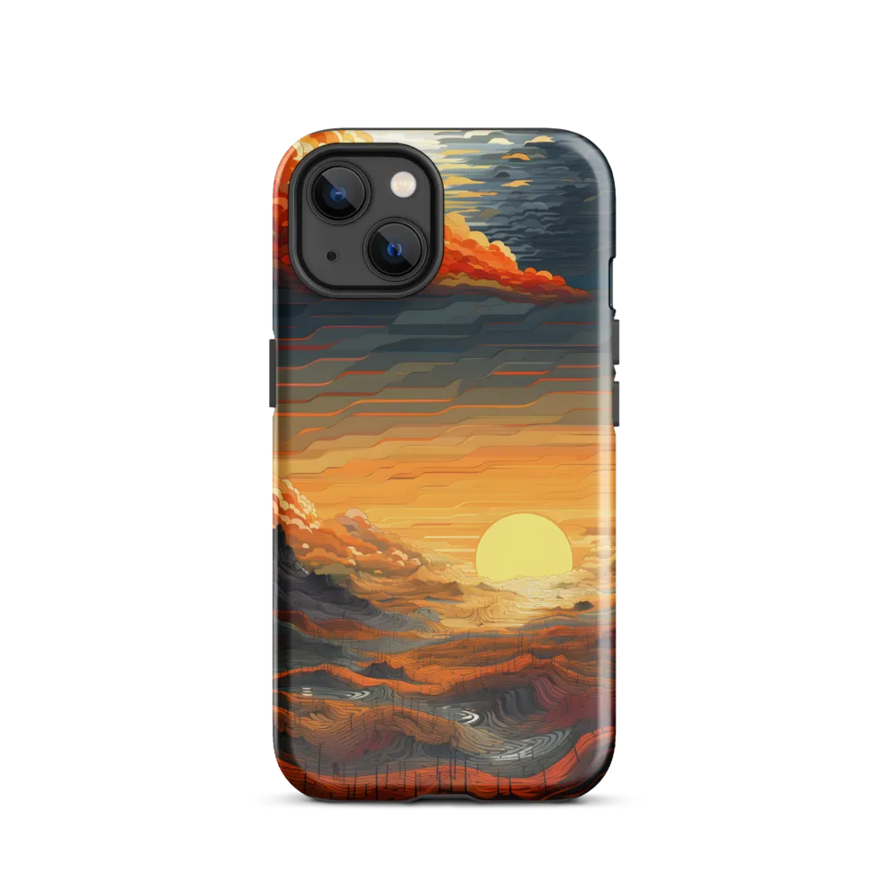 Ethereal Sunset: A Serene Landscape in Flowing Forms | Phone Case |  13 | Tough Case | Glossy
