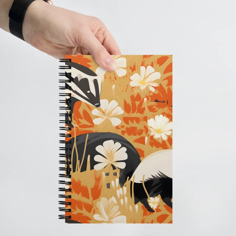 Whimsical Badgers in Bloom | Spiral Notebook