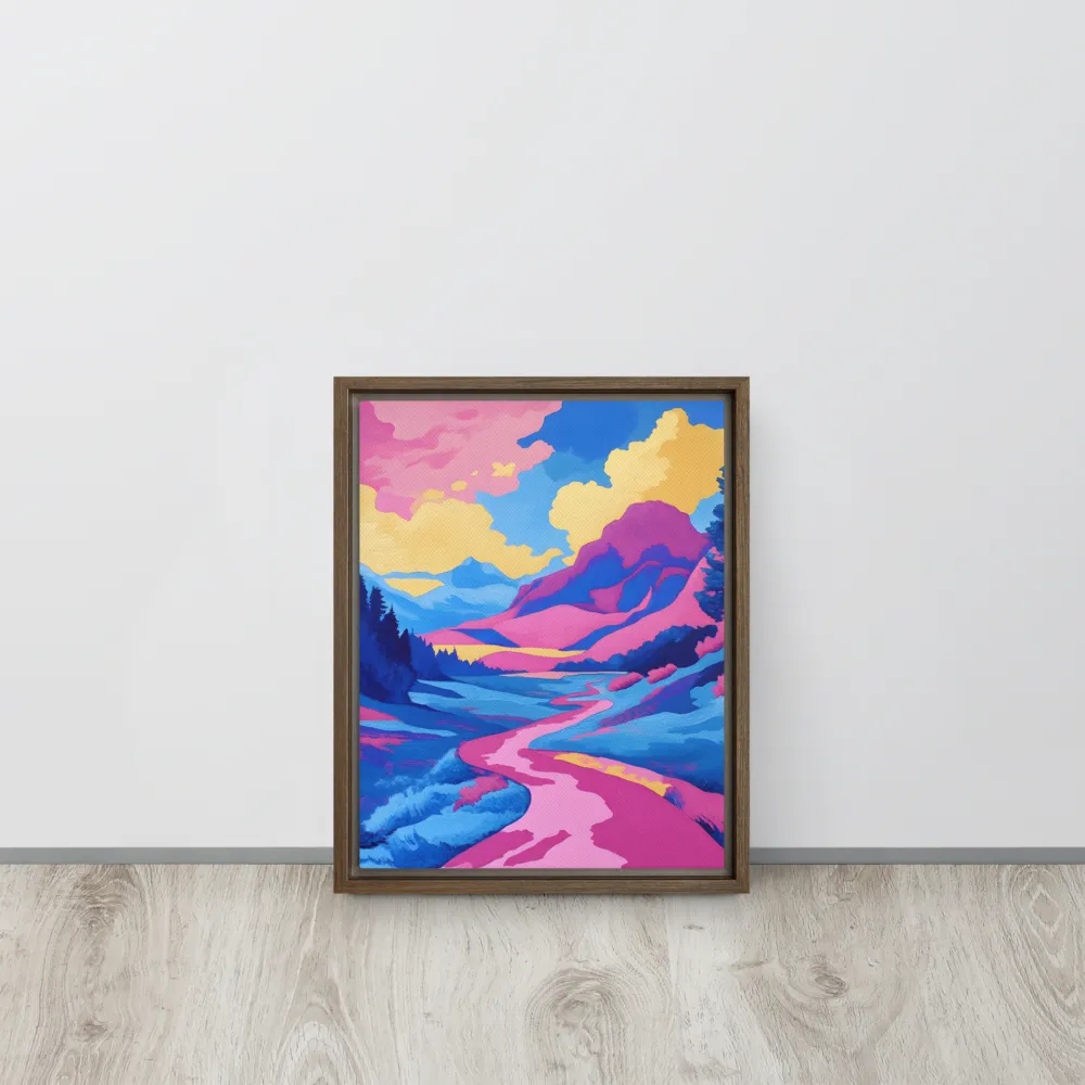 Dreamscape: The Serene River | Canvas with Brown Frame | 11″×14″