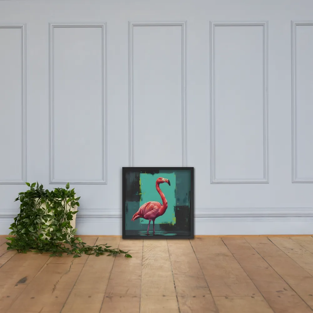 Teal Flamingo 
 Poster with Black Frame | 18″x 18″
