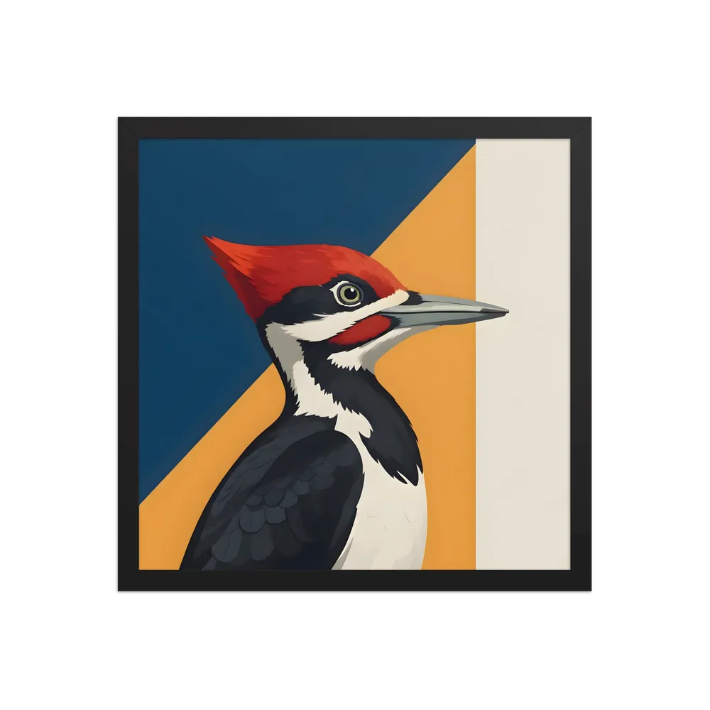 Red‑crested Woodpecker Study 
 Poster with Black Frame | 16″x 16″