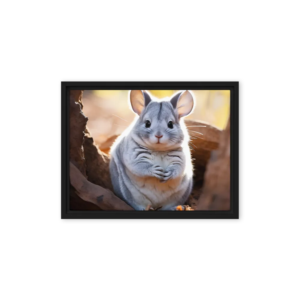 Gentle Whispers of Nature: The Chinchilla | Canvas with Black Frame | 12″×16″
