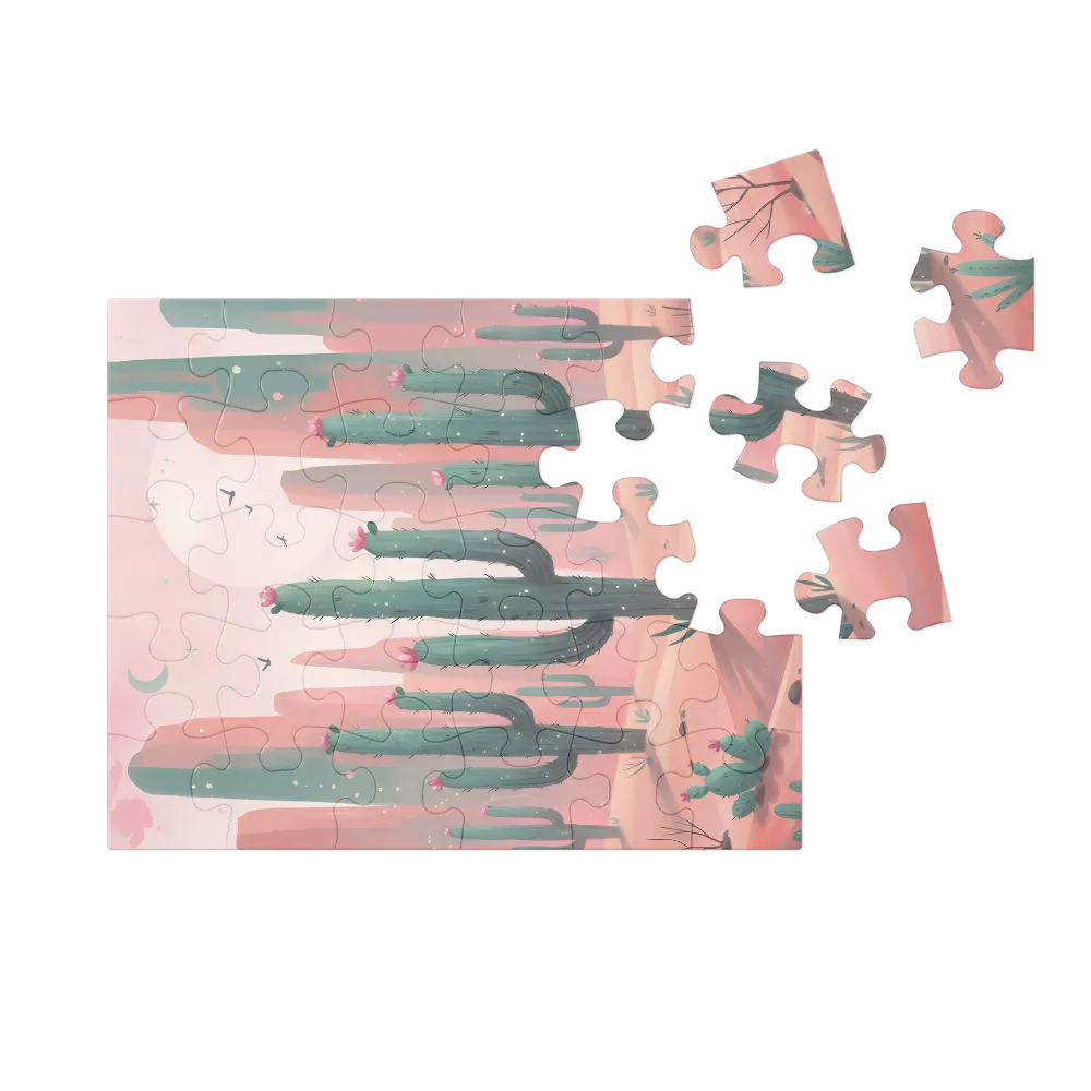Pastel Cactus Desert 
 Jigsaw Puzzle in Tin Box