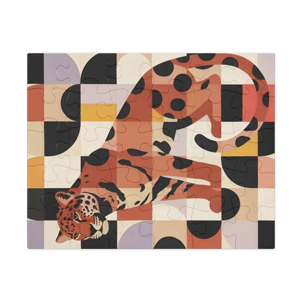 Geometric Leopard 
 Jigsaw Puzzle in Tin Box