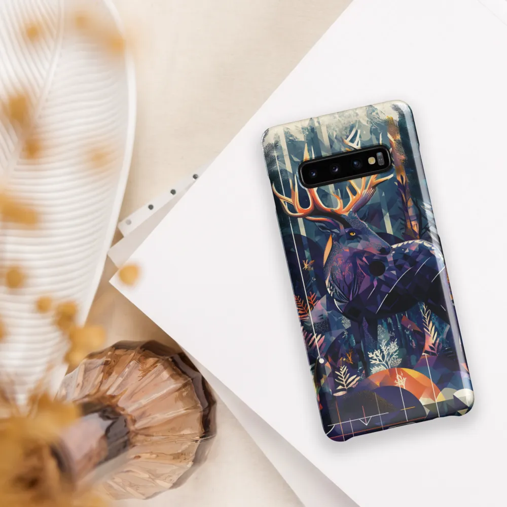 Majestic Serenity: A Geometric Forest Encounter | Phone Case |  S10 Plus | Snap Case | Glossy