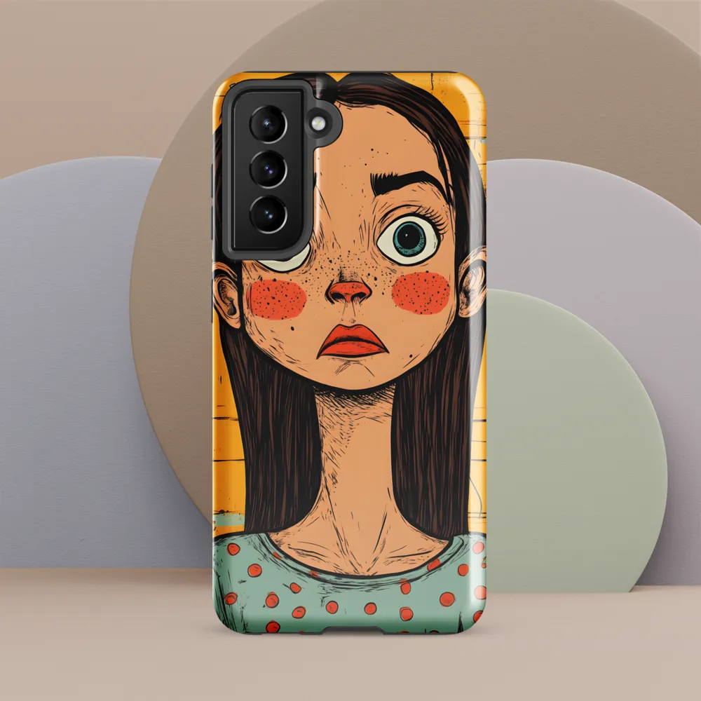 Wide-Eyed Portrait on Distressed Yellow Planks