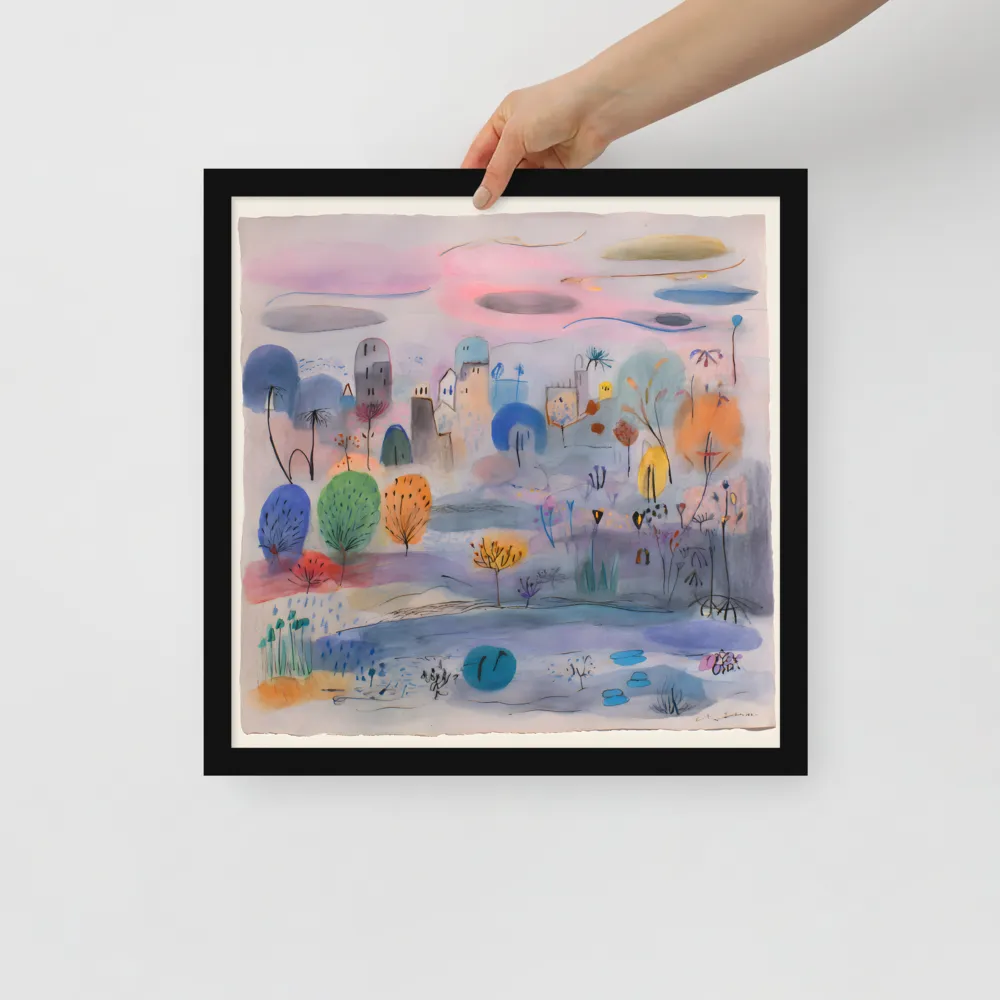 Dreamscape Village 
 Poster with Black Frame | 16″x 16″