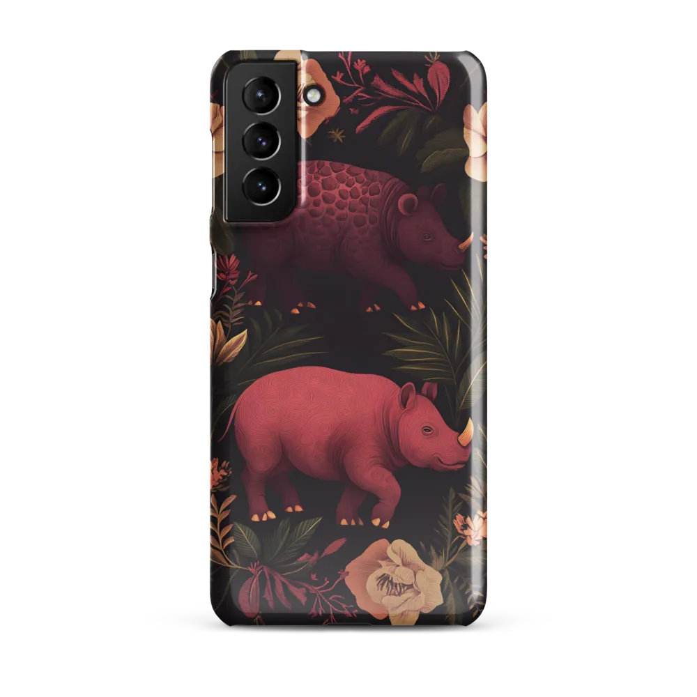 Rhinos in Floral Embrace