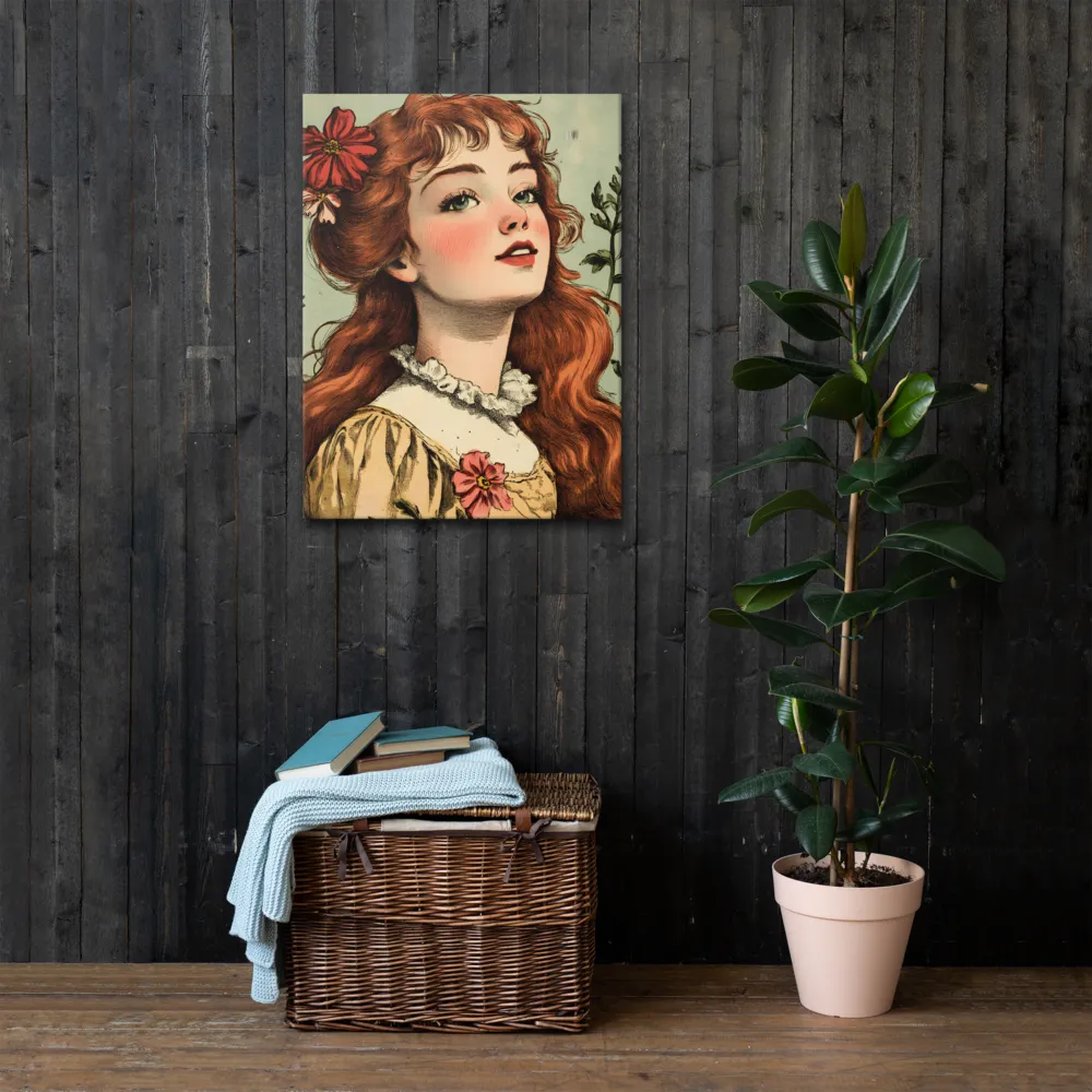 Whimsical Portrait of a Flower-Adorned Girl | Thin Canvas | 24″×32″
