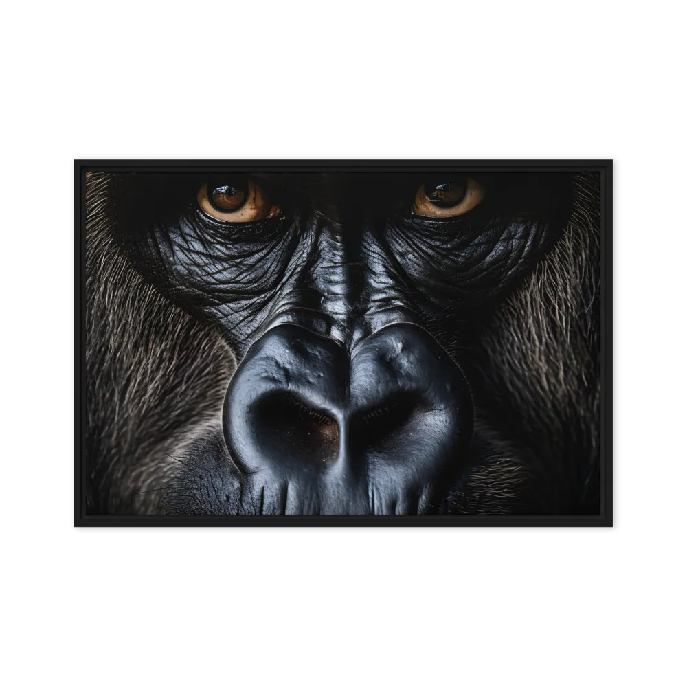 Gaze of the Wild: A Gorilla's Portrait | Canvas with Black Frame | 20″×30″