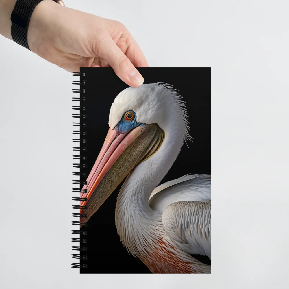 Elegance in White: The Pelican | Spiral Notebook