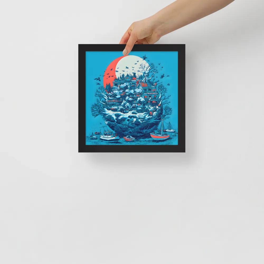Harbor of the Floating Isle 
 Poster with Black Frame | 10″x 10″