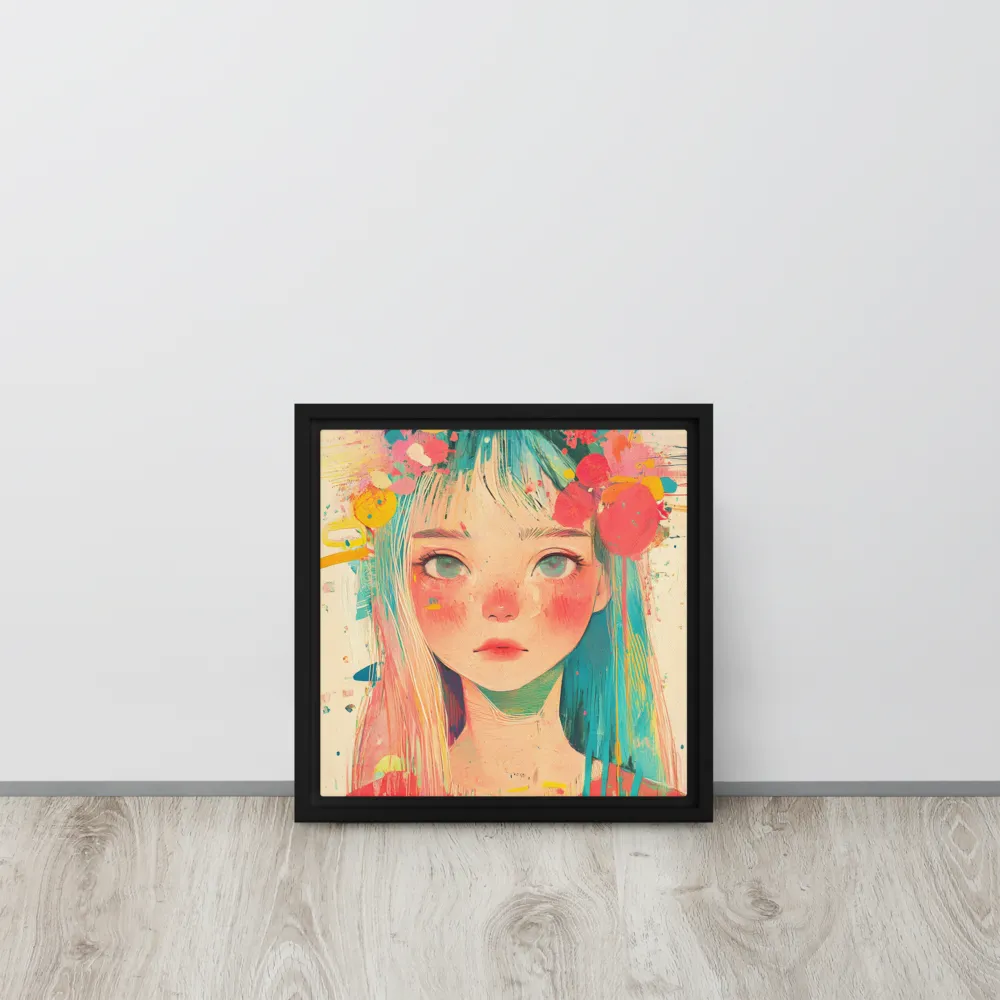 Whimsical Blossom | Canvas with Black Frame | 12″×12″