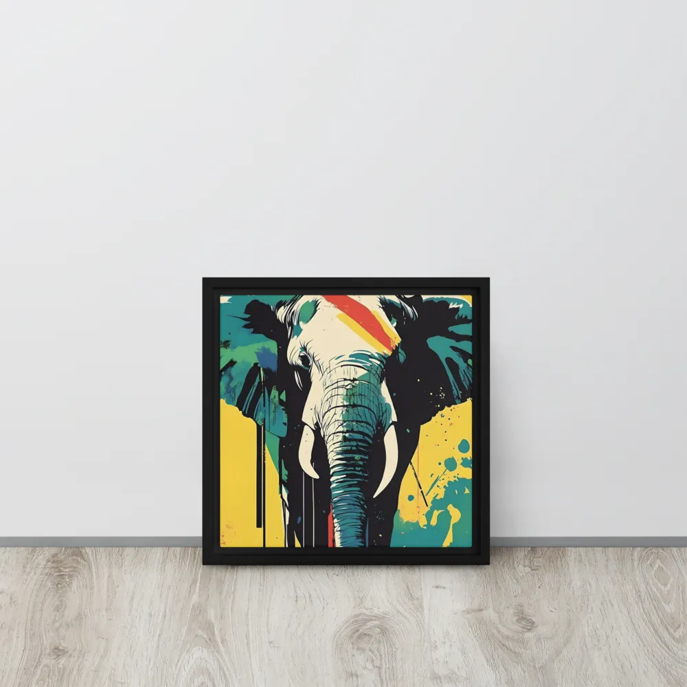 Elegance of the Wild: A Colorful Harmony | Canvas with Black Frame | 12″×12″