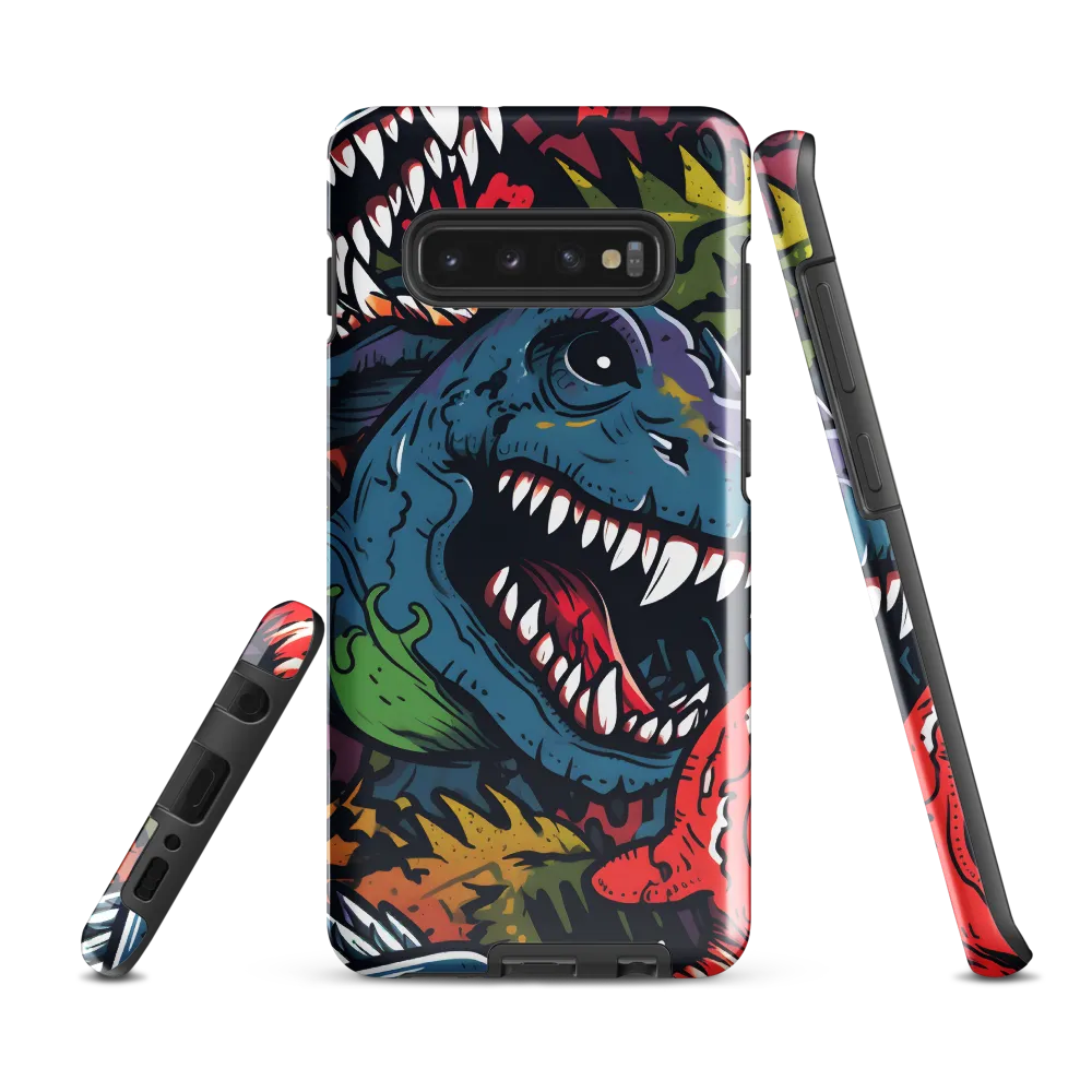 Dino Mania: A Colorful Frenzy | Phone Case |  S10 Plus | Tough Case | Glossy