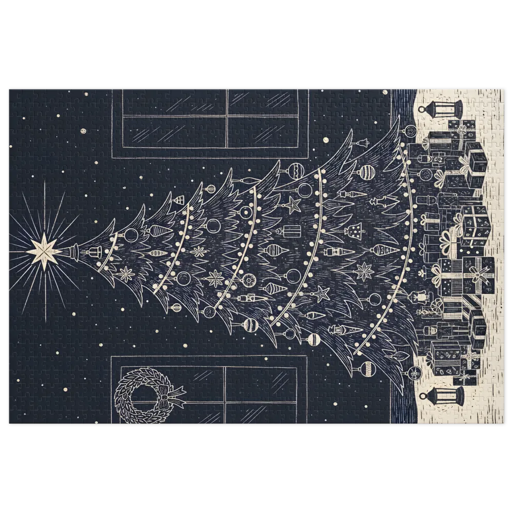 Festive Night Tree 
 Jigsaw Puzzle in Tin Box