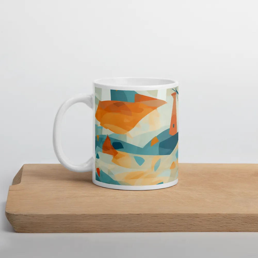 Whimsical Windmills in a Tranquil Landscape | Mug with White inside | 11 oz