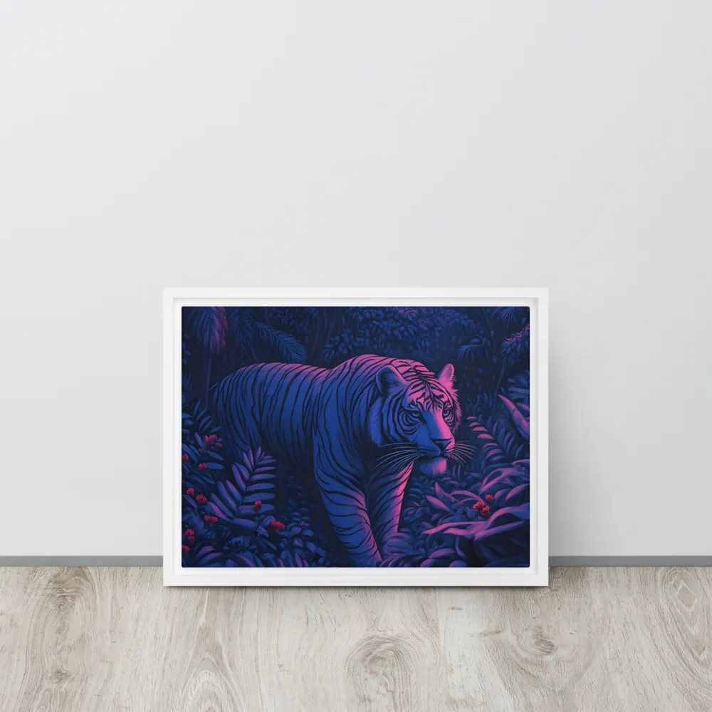 Mystic Prowler: The White Tiger in the Jungle | Canvas with White Frame | 12″×16″