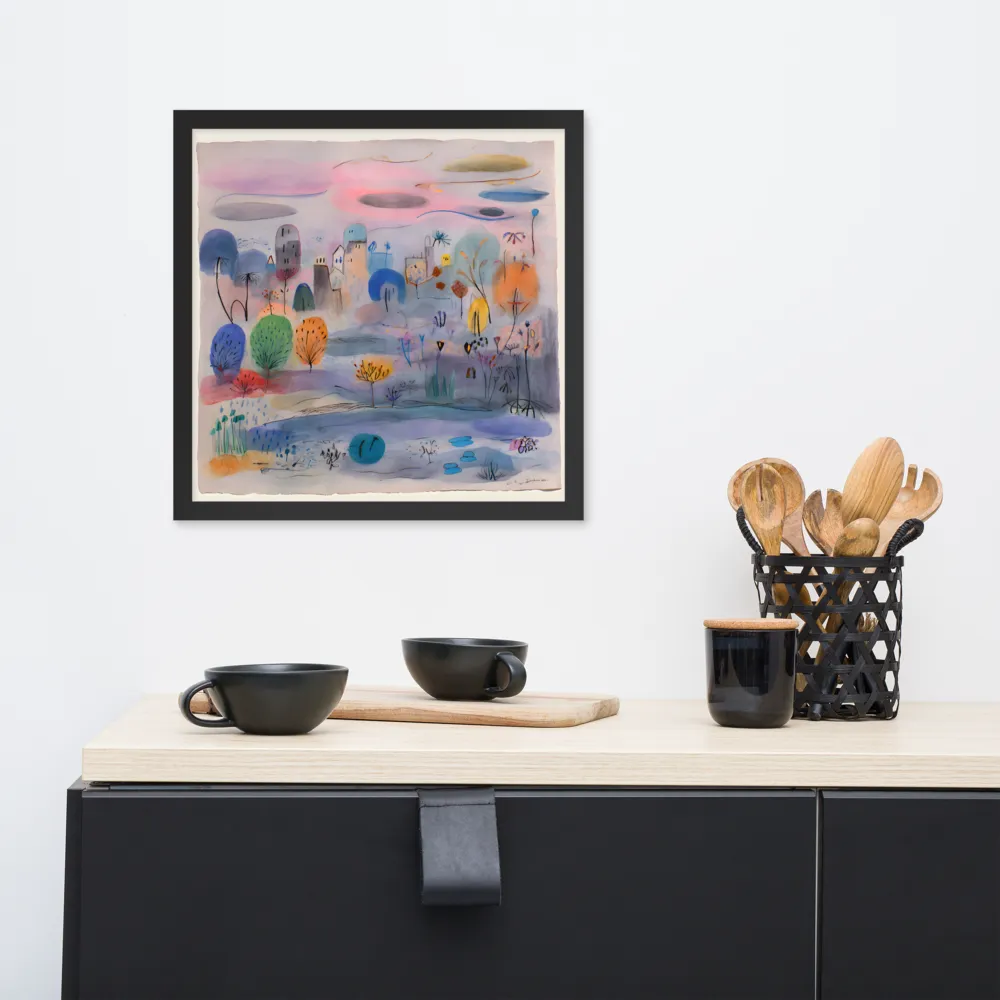 Dreamscape Village 
 Poster with Black Frame | 16″x 16″