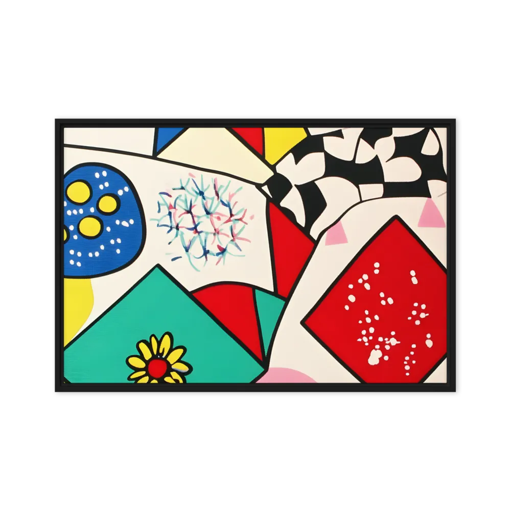 Joyful Geometry: A Playful Dance of Shapes and Colors | Canvas with Black Frame | 20″×30″