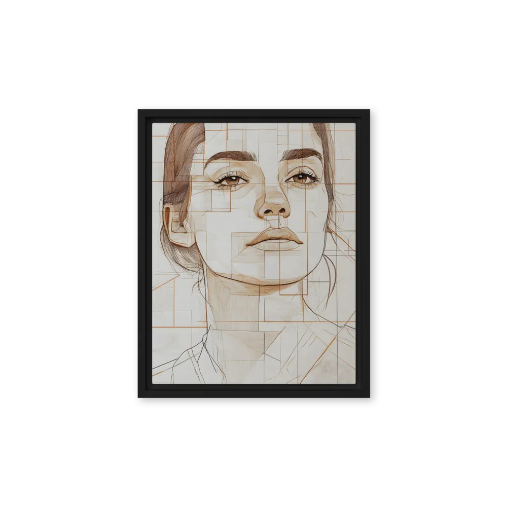 Geometric Serenity: A Minimalist Portrait | Canvas with Black Frame | 11″×14″