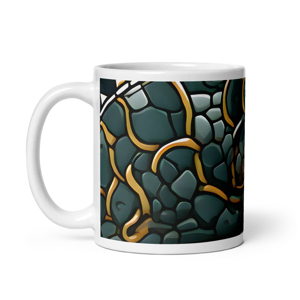 Reptilian Elegance: A Digital Art Nouveau Tapestry | Mug with White inside | 11 oz