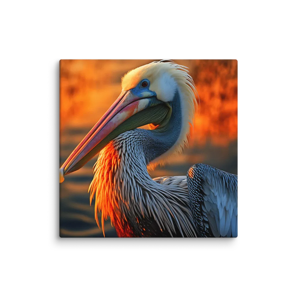 Elegance of the Pelican at Sunset | Canvas | 28″×28″