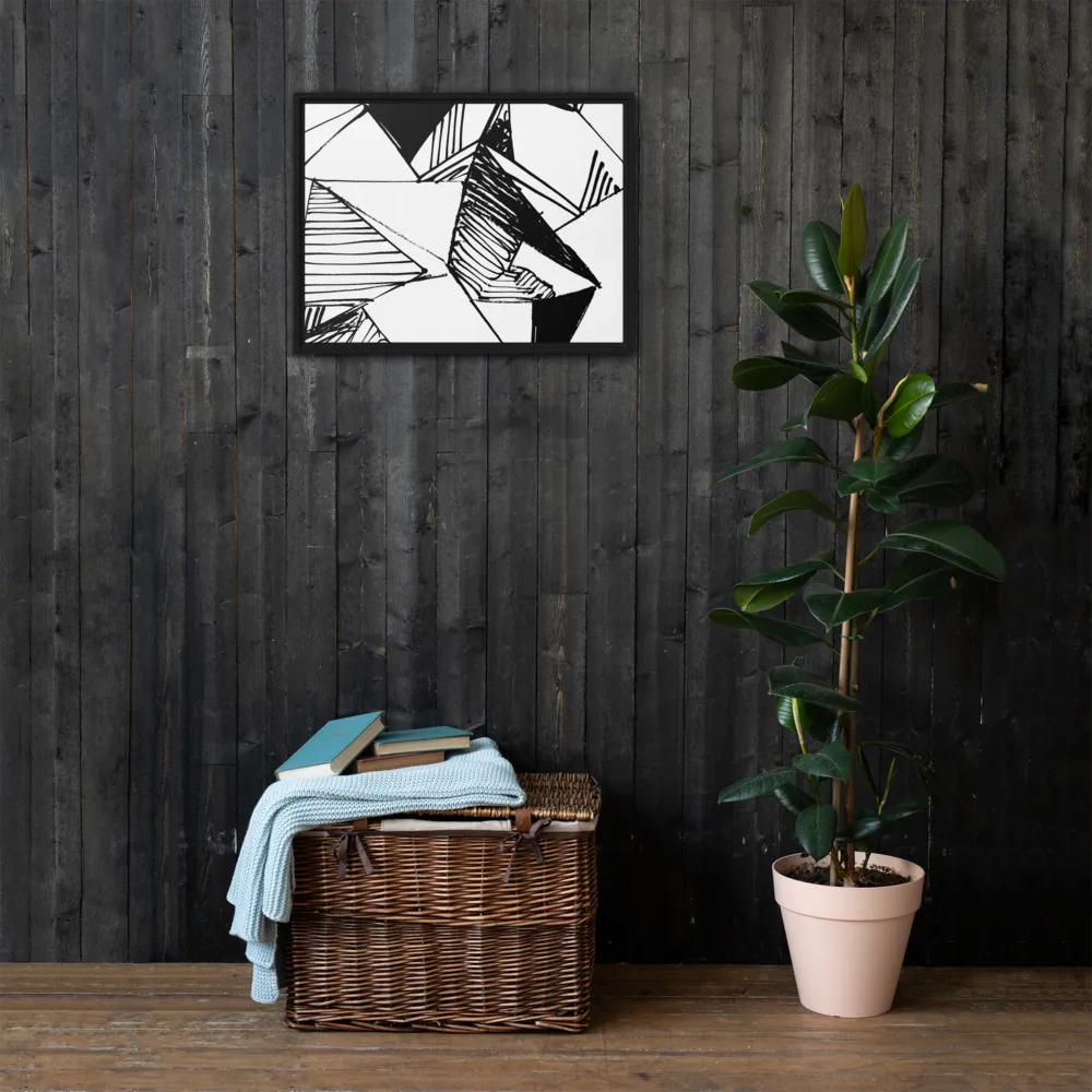 Dynamic Geometry in Ink | Canvas with Black Frame | 18″×24″