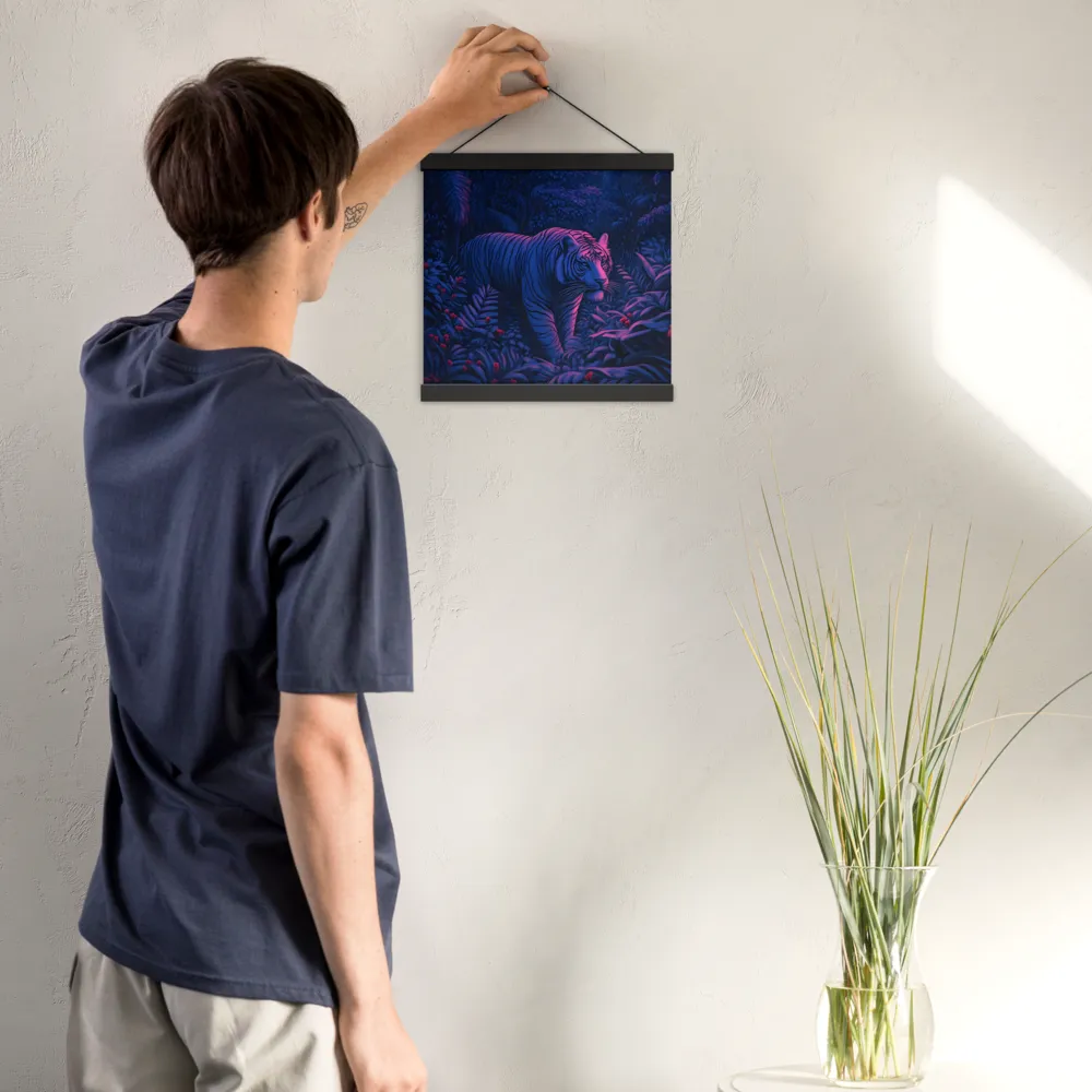 Mystic Prowler: The White Tiger in the Jungle | Poster With Black Wood Hanger | 12″×12″
