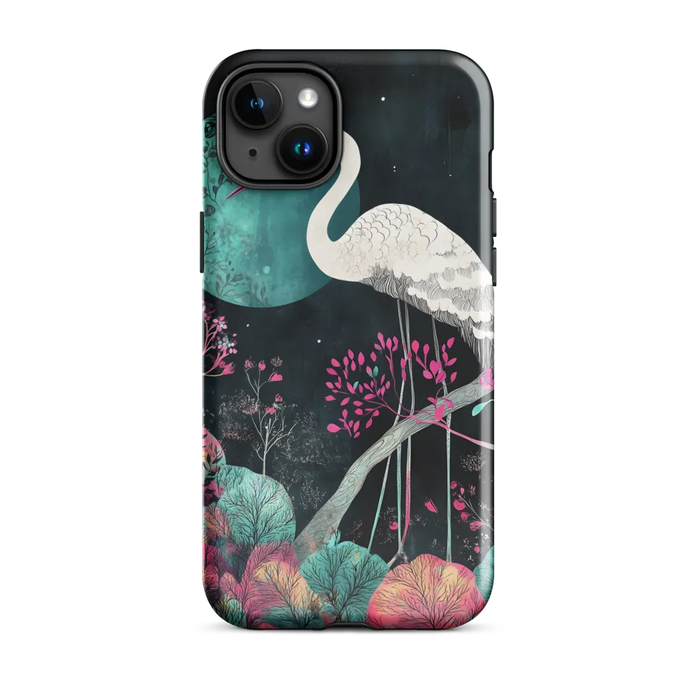 Ethereal Presence: Heron in a Floral Dreamscape | Phone Case |  15 Plus | Tough Case | Glossy