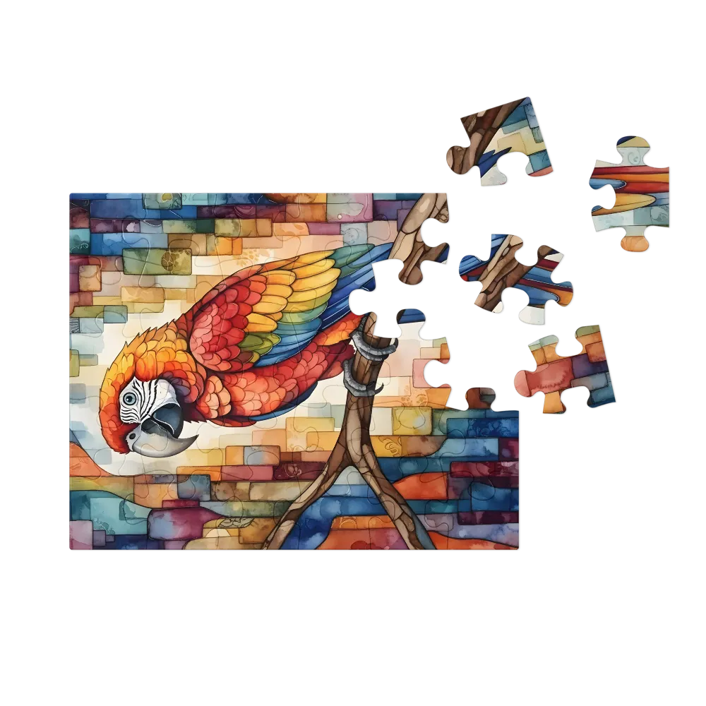 Mosaic Macaw 
 Jigsaw Puzzle in Tin Box