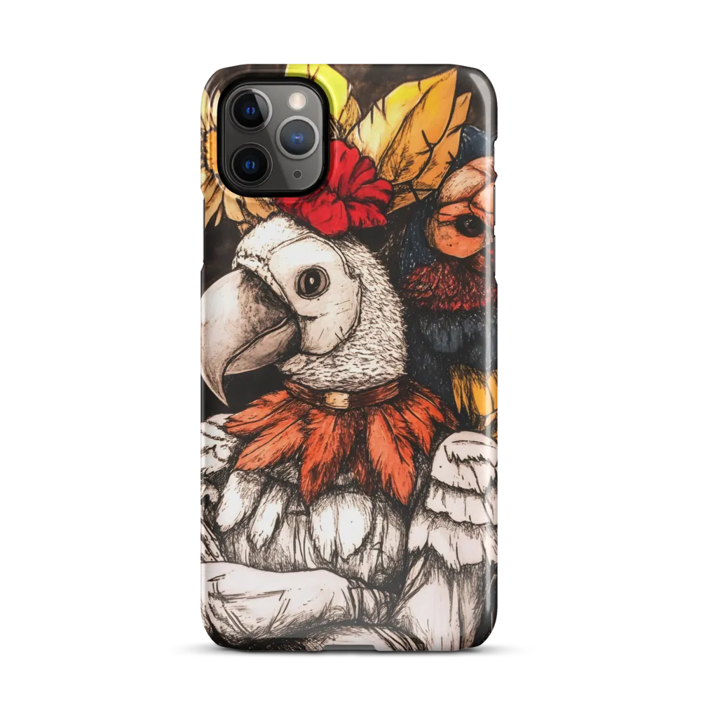 The Surreal Guardian: A Dance of Feathers and Flowers | Phone Case |  11 Pro Max | Snap Case | Glossy