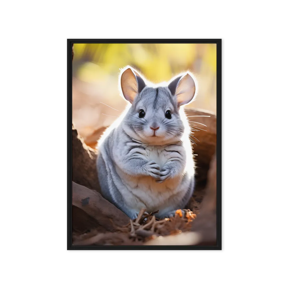 Gentle Whispers of Nature: The Chinchilla | Canvas with Black Frame | 20″×28″