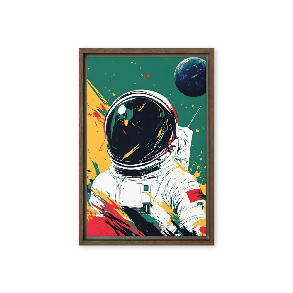 Galactic Explorer: A Modern Odyssey | Canvas with Brown Frame | 12″×18″