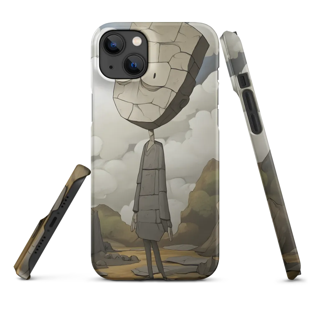 Whimsical Stone Figure in a Rocky Landscape | Phone Case |  14 Plus | Snap Case | Matte