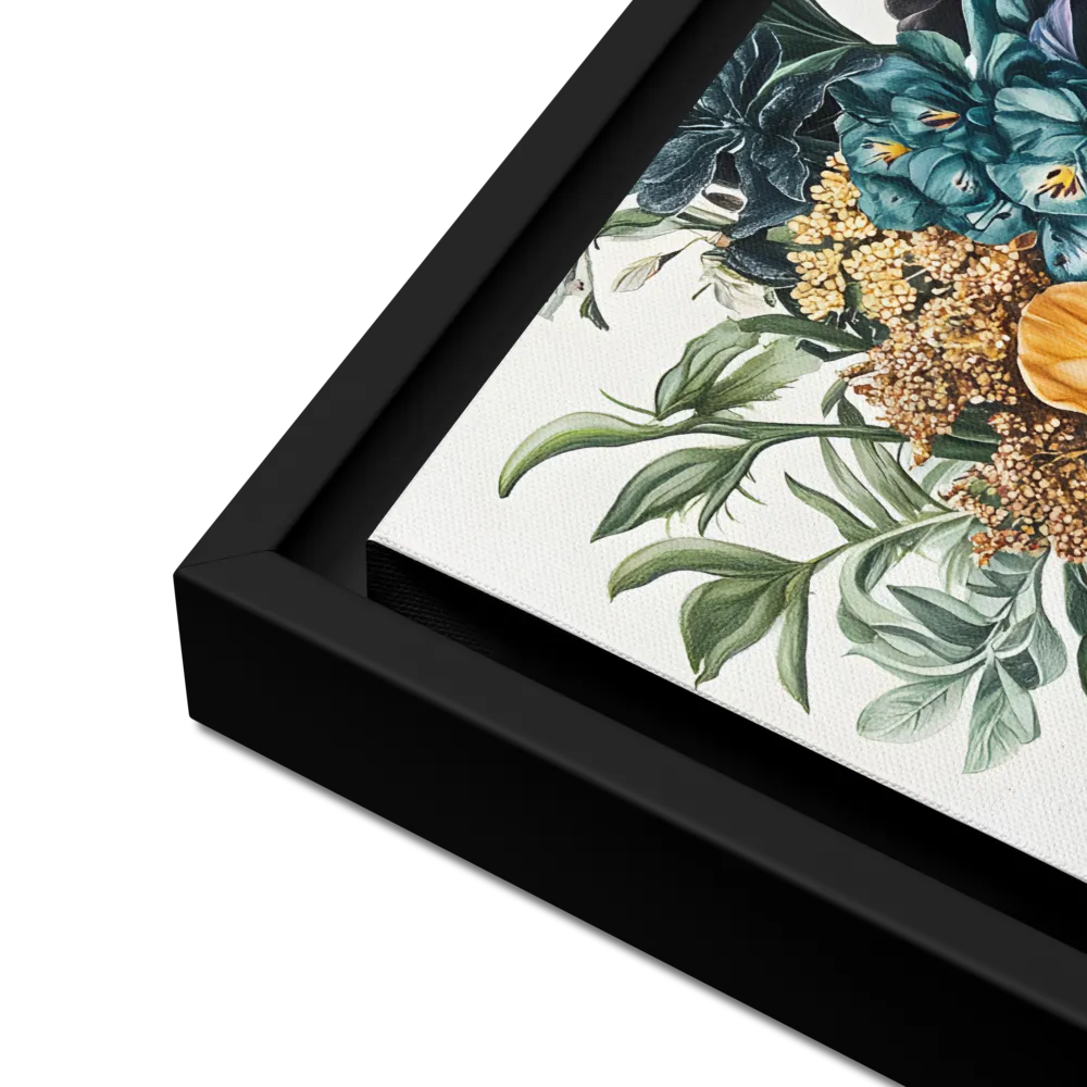 Floral Symphony | Canvas with Black Frame | 16″×16″