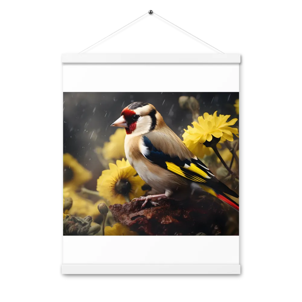 Harmony in Nature: A Goldfinch Amidst Blooms