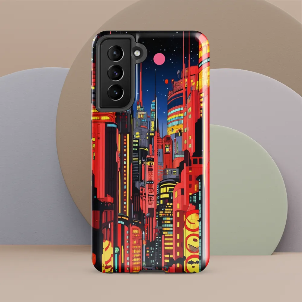 Neon Dreams: A Cyberpunk Cityscape | Phone Case |  S21 FE | Tough Case | Glossy