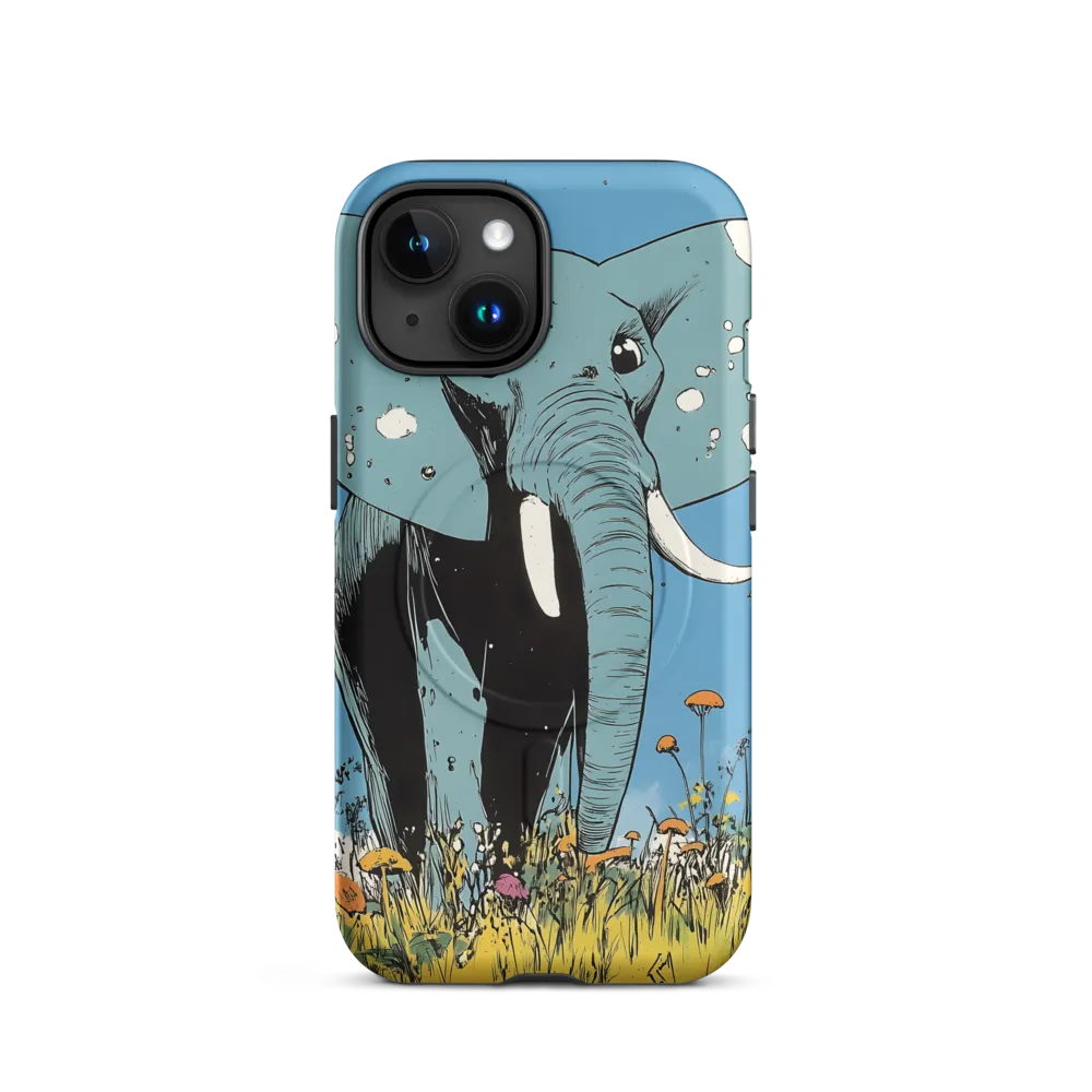 Whimsical Blue Elephant in Bloom