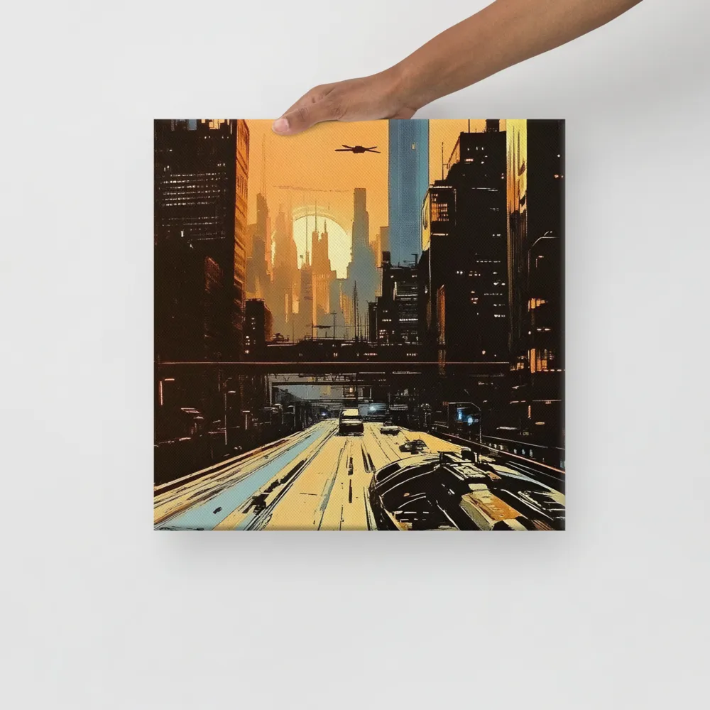 Metro Nexus: A Futuristic Cityscape | Canvas | 16″×16″