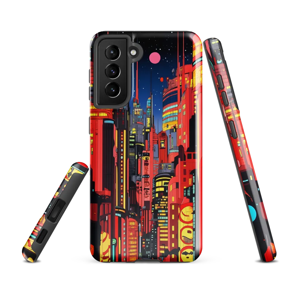 Neon Dreams: A Cyberpunk Cityscape | Phone Case |  S21 FE | Tough Case | Glossy