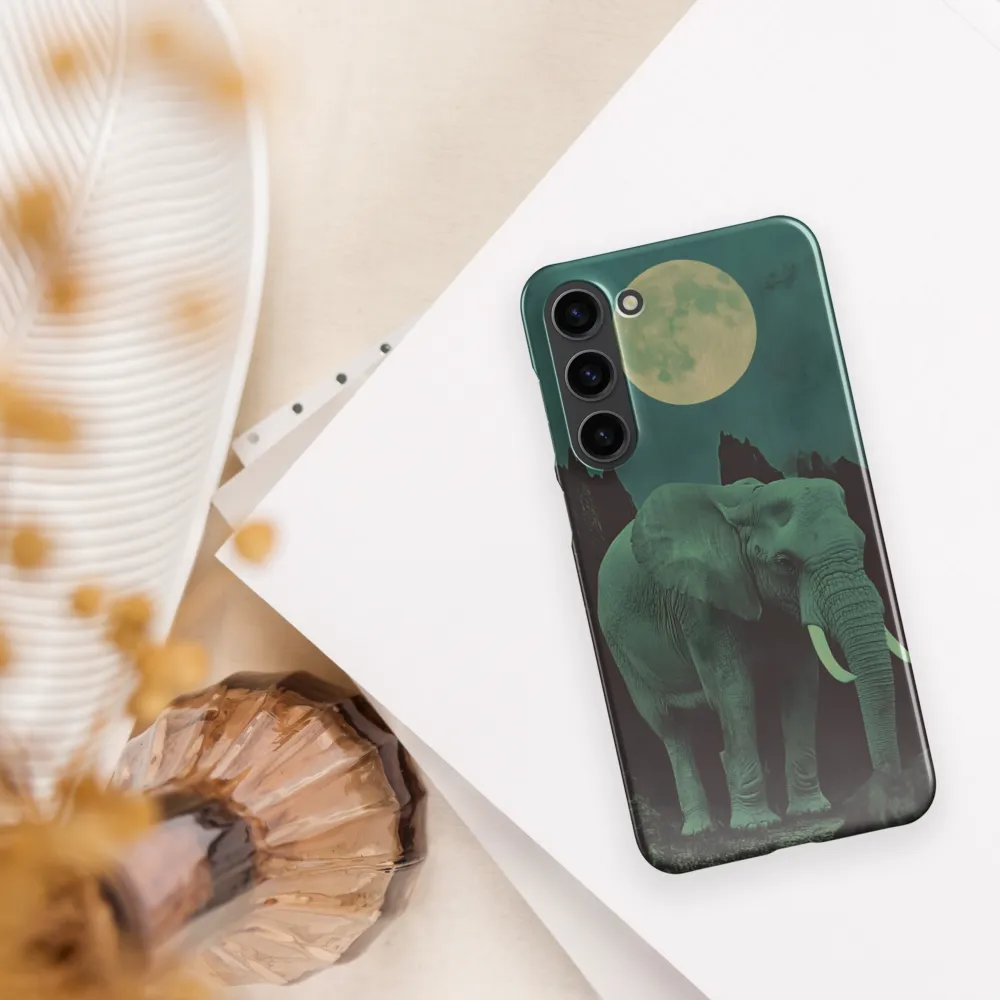 Ethereal Presence: Elephant Under a Full Moon | Phone Case |  S23 Plus | Snap Case | Glossy