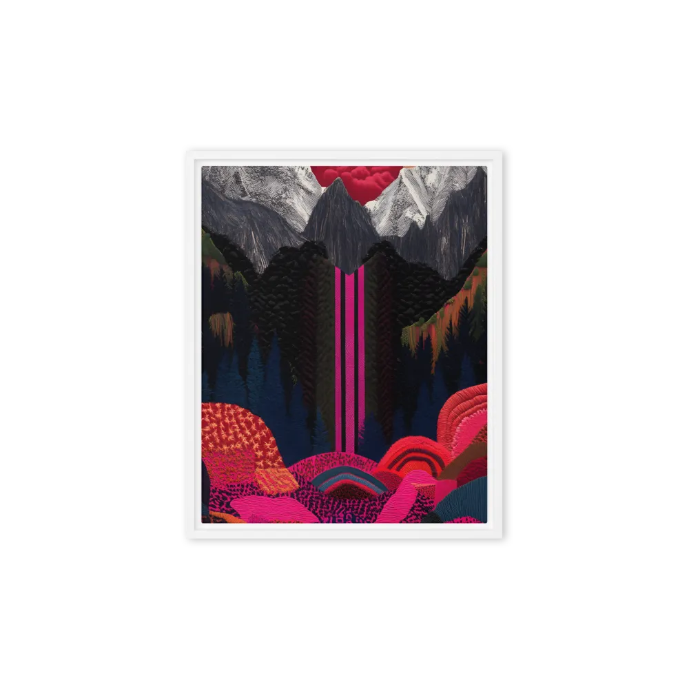 Ethereal Cascade: A Surreal Landscape | Canvas with White Frame | 8″×10″