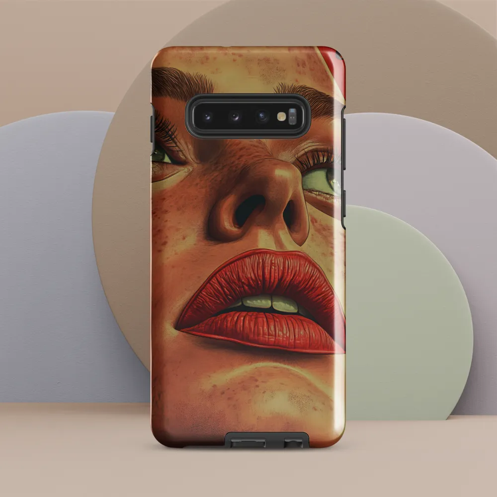 Red Intensity: A Portrait of Elegance | Phone Case |  S10 Plus | Tough Case | Glossy