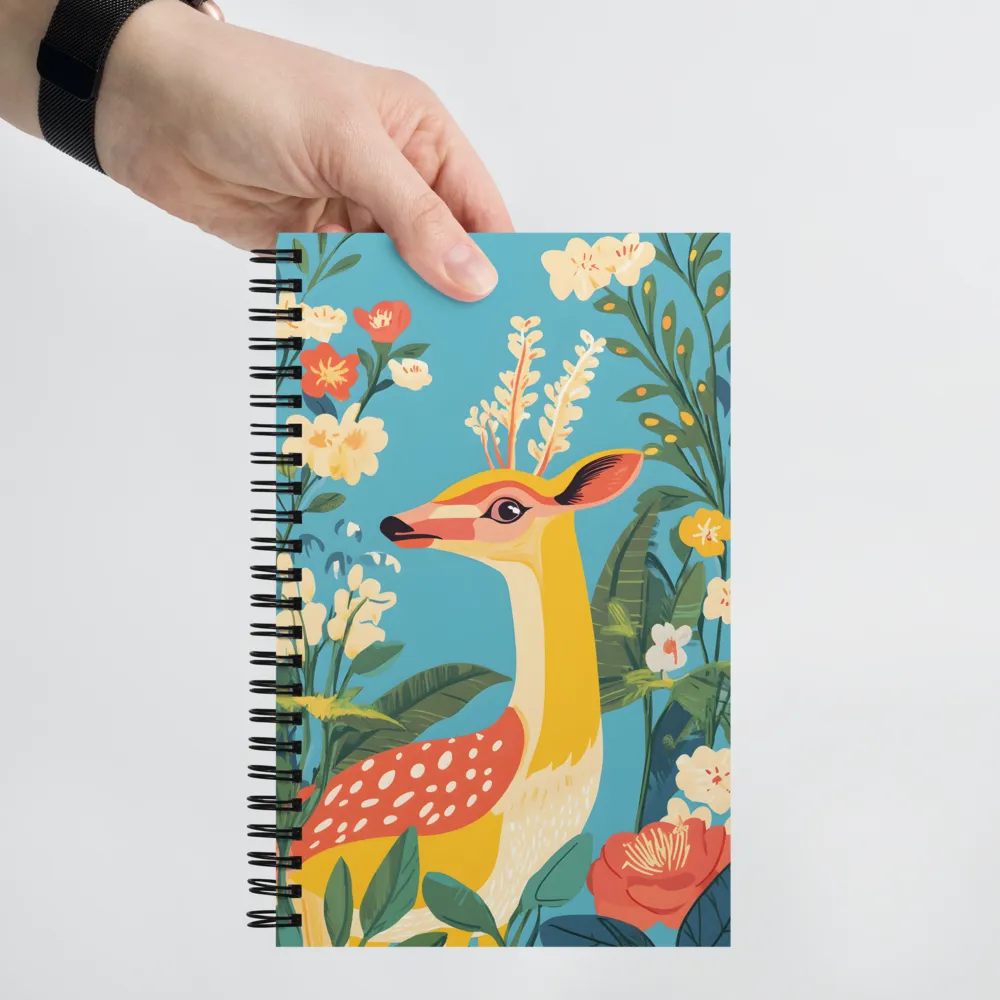 Serene Majesty: A Vibrant Deer Amidst Flora | Spiral Notebook