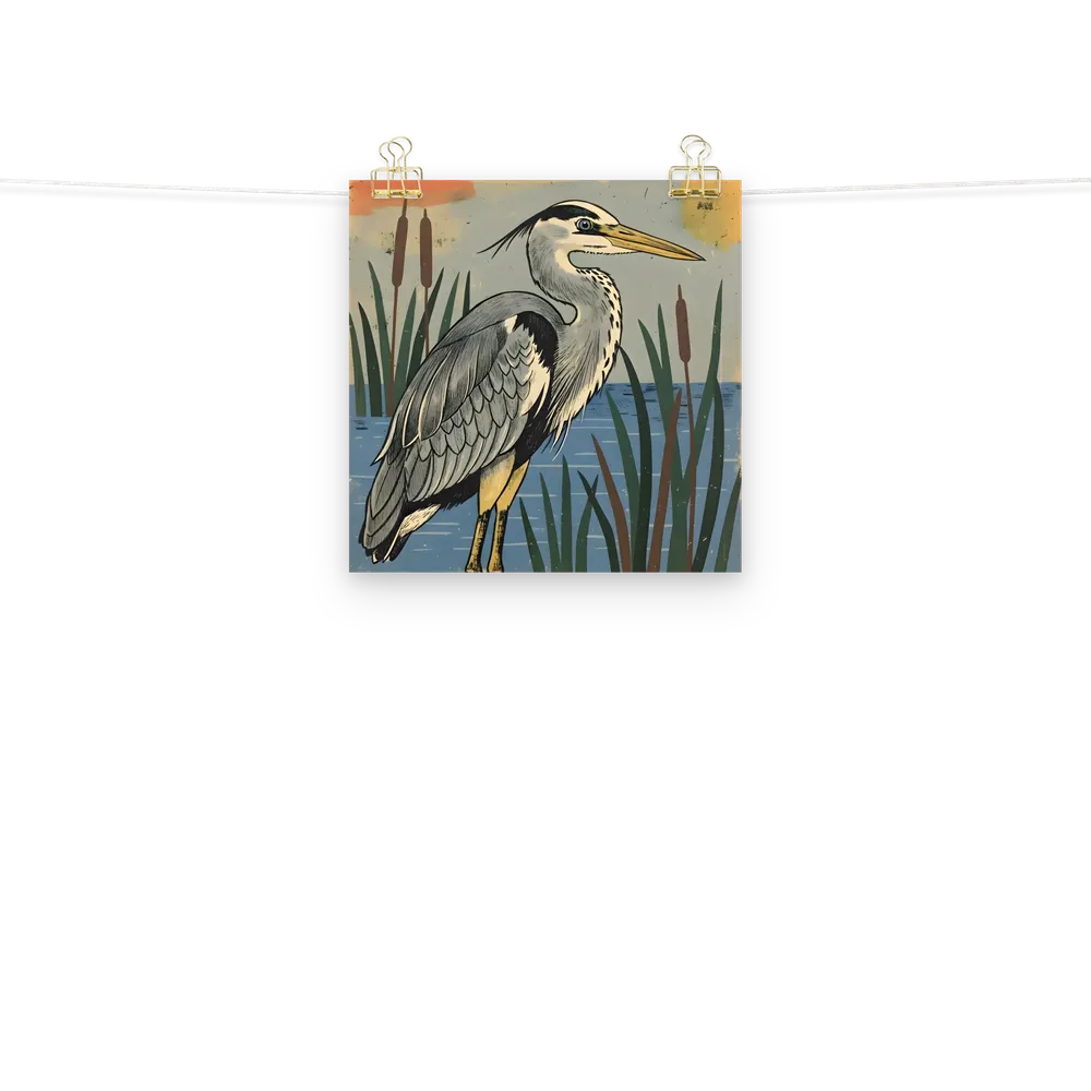 Marsh Heron 
 Poster | 10″x 10″
