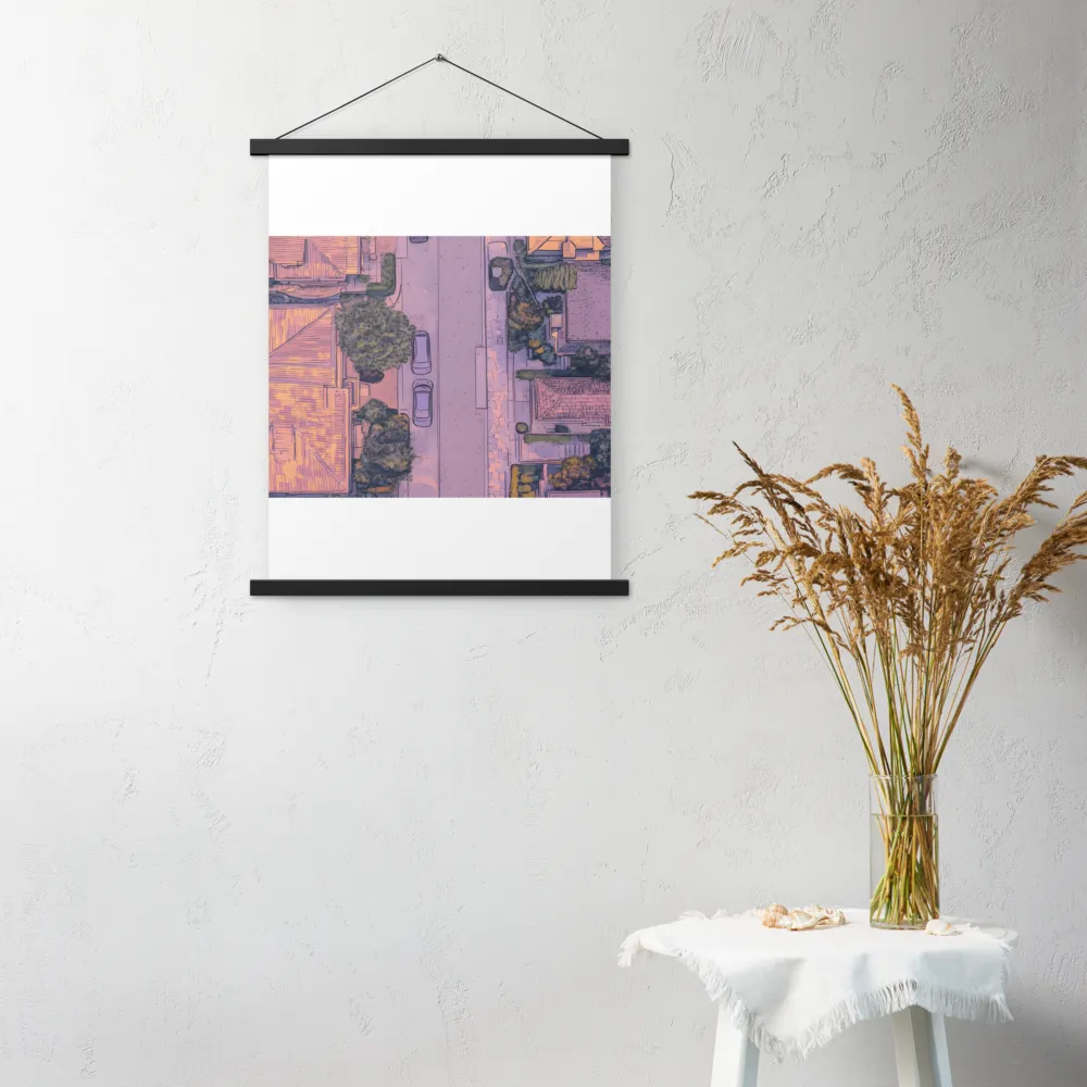 Aerial Serenity: Suburban Oasis | Poster With Black Wood Hanger | 18″×24″